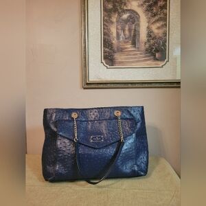 Kate ♠️ Spade La Vita Blue Ostrich Leather Women's Tote Bag